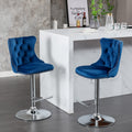 Swivel Velvet Barstools Adjusatble Seat Height From 25 33 Inch, Modern Upholstered Chrome Base Bar Stools With Backs Comfortable Tufted For Home Pub And Kitchen Island Blue,Set Of 2 Blue Foam Velvet