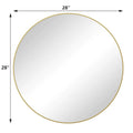 Wall Mirror 28 Inch Gold Circular Mirror Metal Framed Mirror Round Vanity Mirror Dressing Mirror, For Bathroom, Living Room, Bedroom Wall Decor Gold Glass