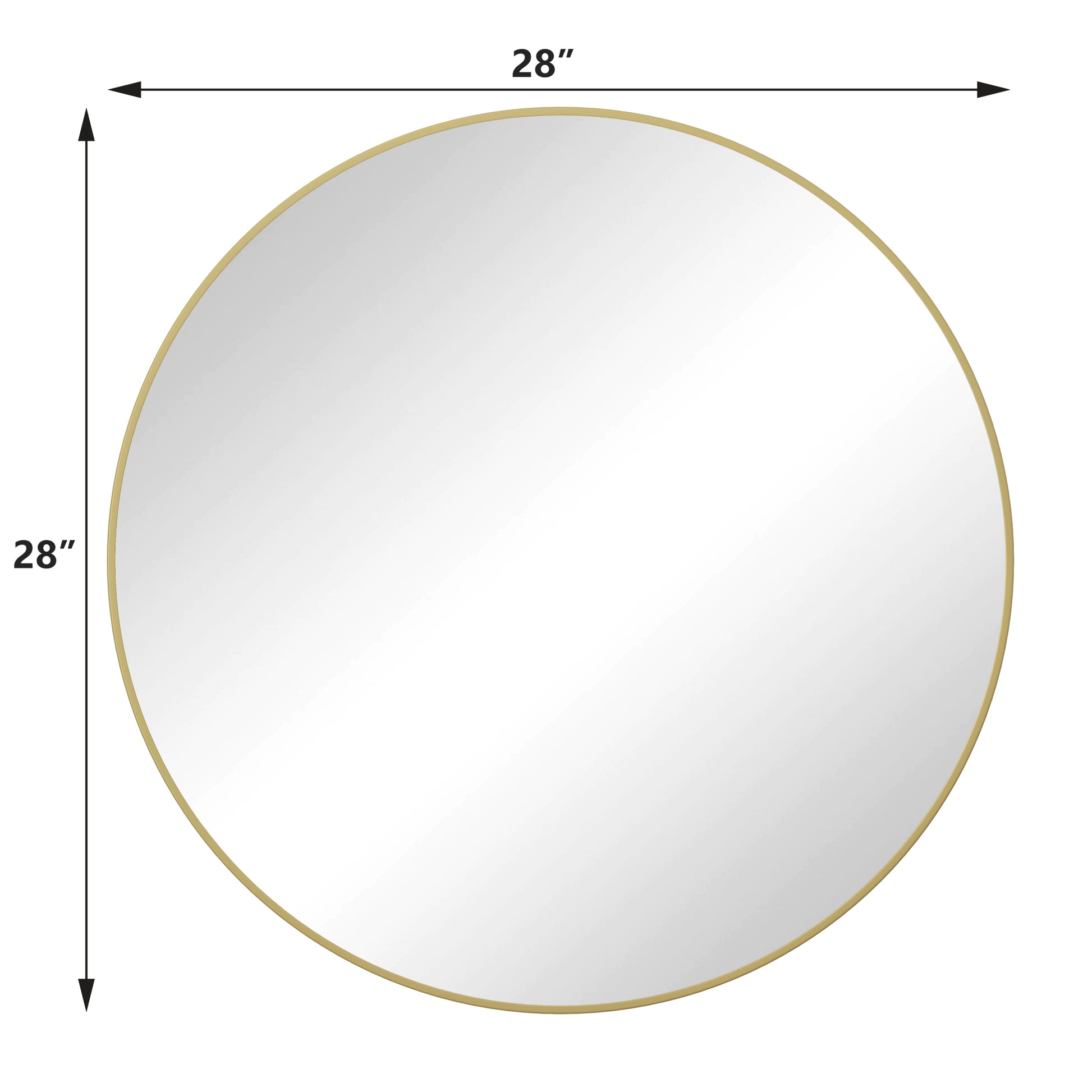 Wall Mirror 28 Inch Gold Circular Mirror Metal Framed gold-glass