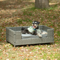 Dog Bed, Pet Bed, Pet Enclosures, Pet Outdoor Furniture, Pet Patio Furniture, Seasonal Pe Wicker Pet Furniture, Dog Bed With Cushion Dark Grey Pe Rattan Iron Waterproof Fabric