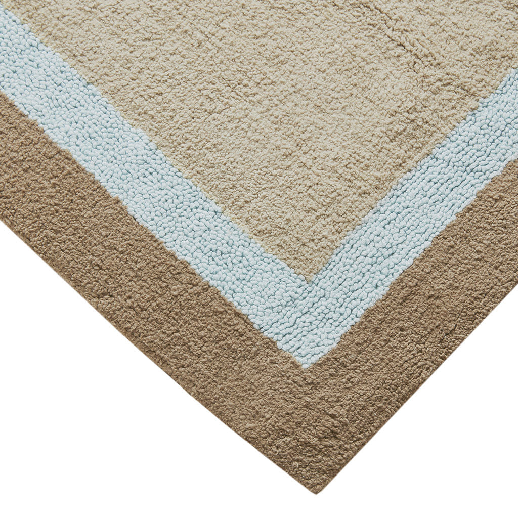 Cotton Tufted Bath Rug Blue Cotton