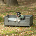 Dog Bed, Pet Bed, Pet Enclosures, Pet Outdoor Furniture, Pet Patio Furniture, Seasonal Pe Wicker Pet Furniture, Dog Bed With Cushion Dark Grey Pe Rattan Iron Waterproof Fabric