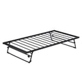 Twin Size Metal Daybed With Adjustable Trundle, Pop Up Trundle, Black Black Metal