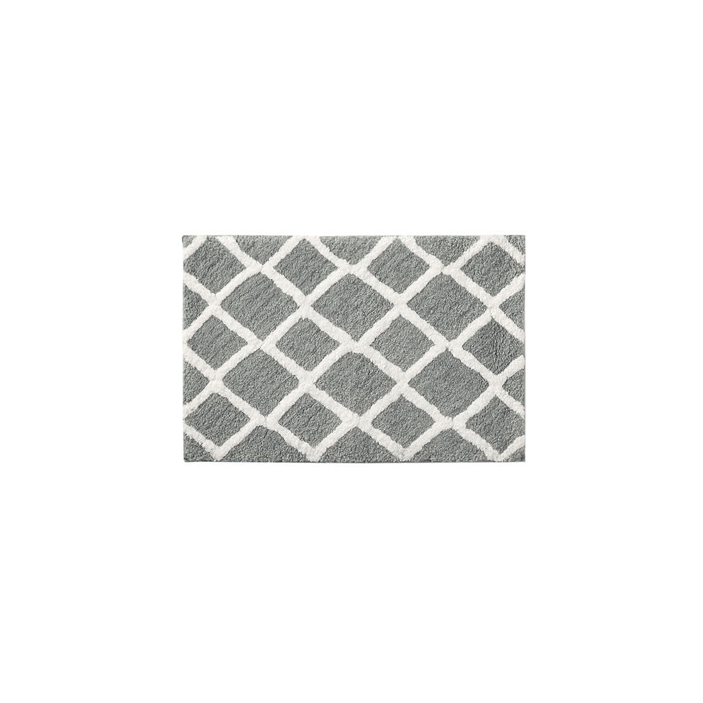 Reversible High Pile Tufted Microfiber Bath Rug Grey Microfiber