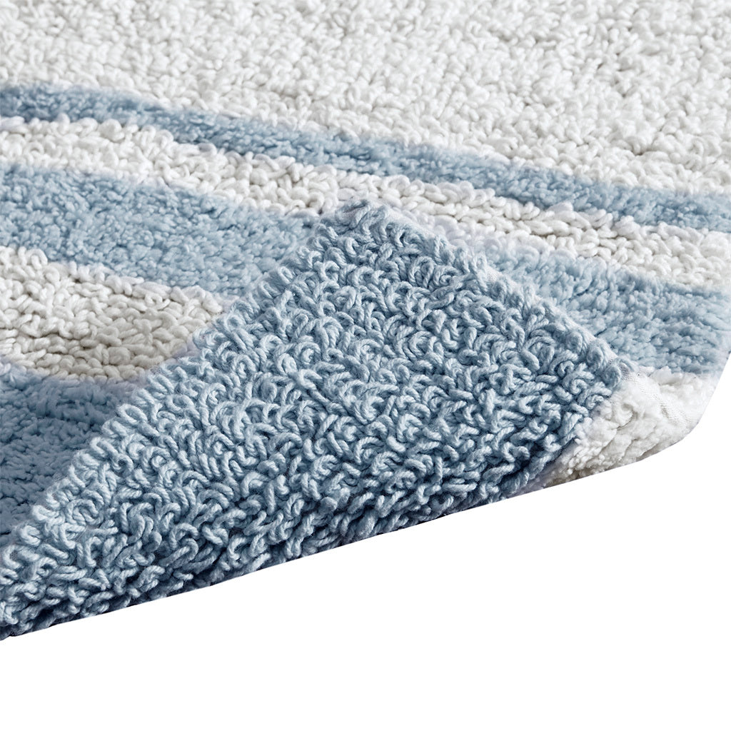 Reversible Bath Rug Blue Cotton