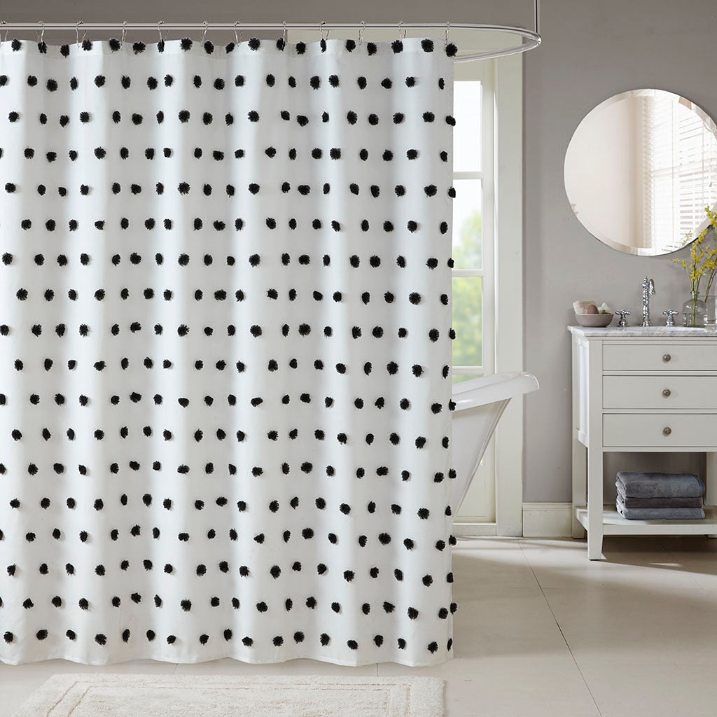 Shower Curtain Black Cotton