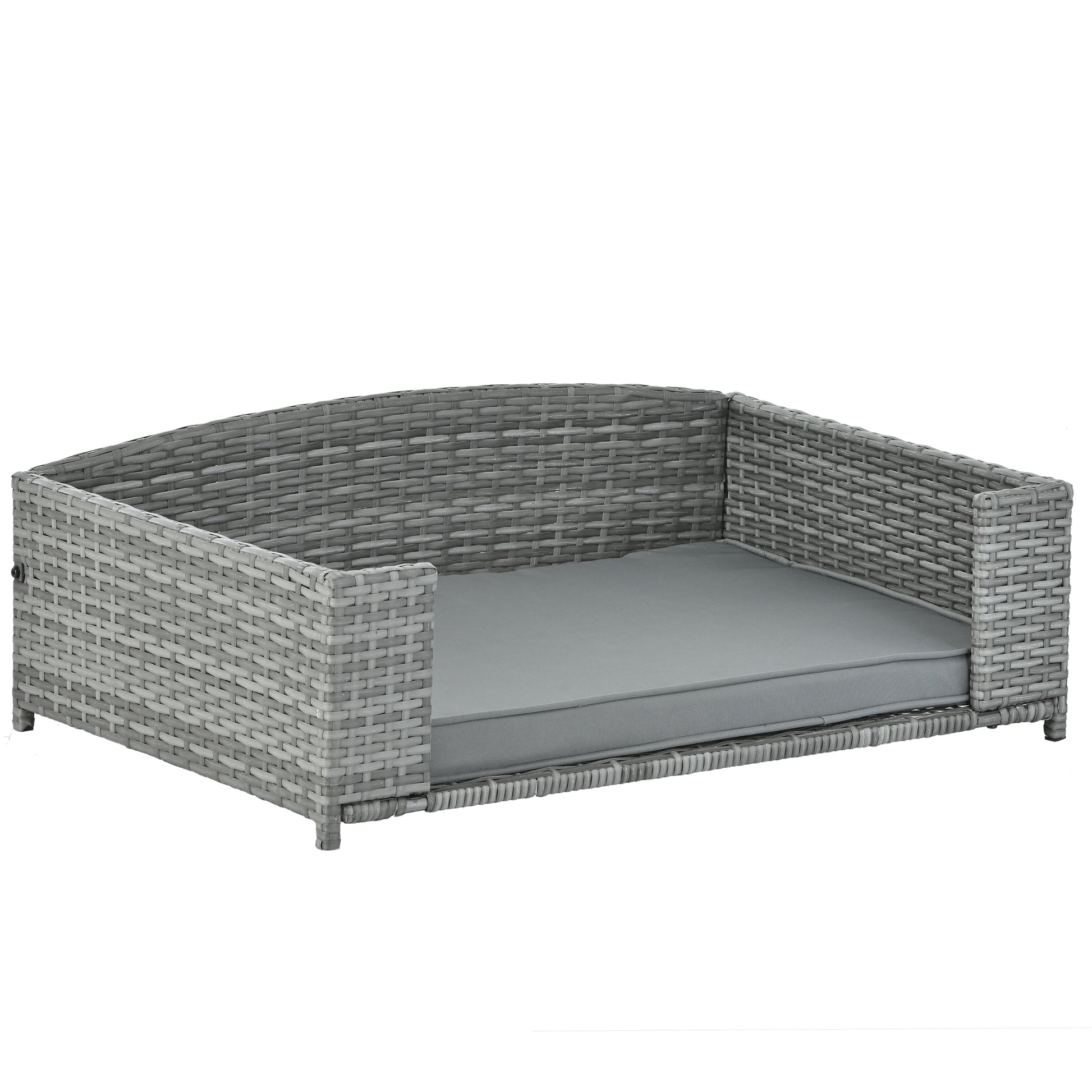 Dog Bed, Pet Bed, Pet Enclosures, Pet Outdoor Furniture, Pet Patio Furniture, Seasonal Pe Wicker Pet Furniture, Dog Bed With Cushion Dark Grey Pe Rattan Iron Waterproof Fabric