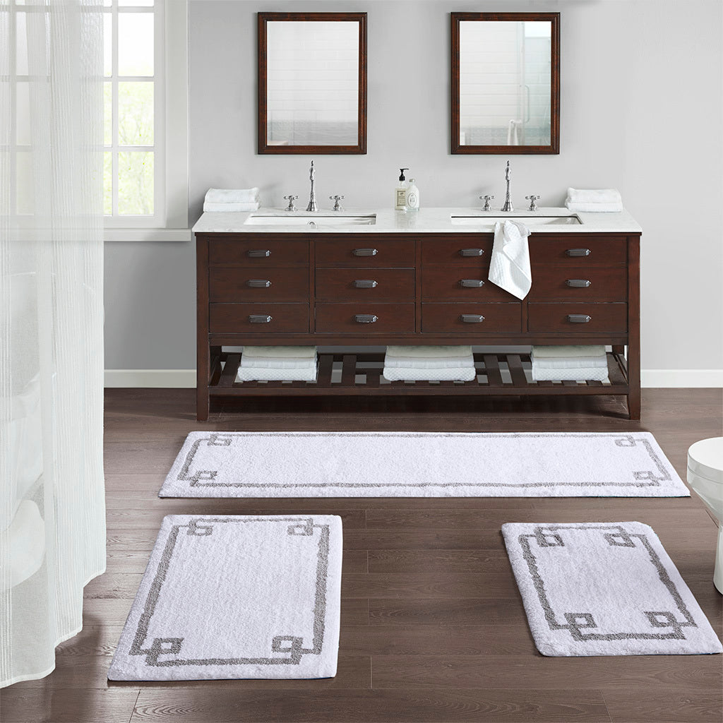 Cotton Tufted Bath Rug 24X72 White Cotton