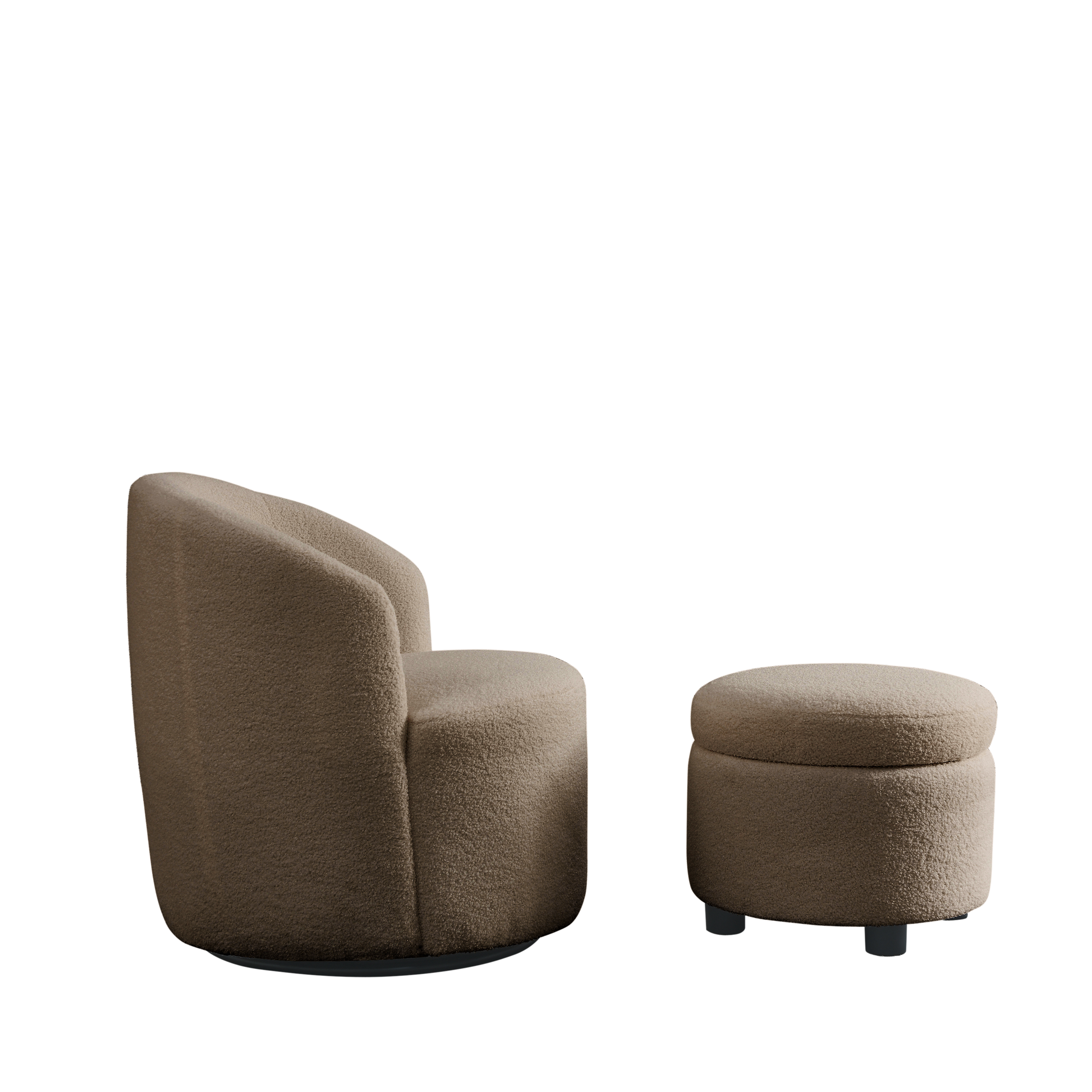 Video Welike Swivel Barrel Chair, Living Room Swivel Chair With Round Storage Chair, 360 Swivel Club Chair, Nursery, Bedroom, Office, Hotel With Upholstered Modern Armchair, Teddy Fabric Coffee Foam Fabric