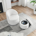 Video Welike Swivel Barrel Chair, Living Room Swivel Chair With Round Storage Chair, 360 Swivel Club Chair, Nursery, Bedroom, Office, Hotel With Upholstered Modern Armchair, Teddy Fabric White Teddy Foam Fabric