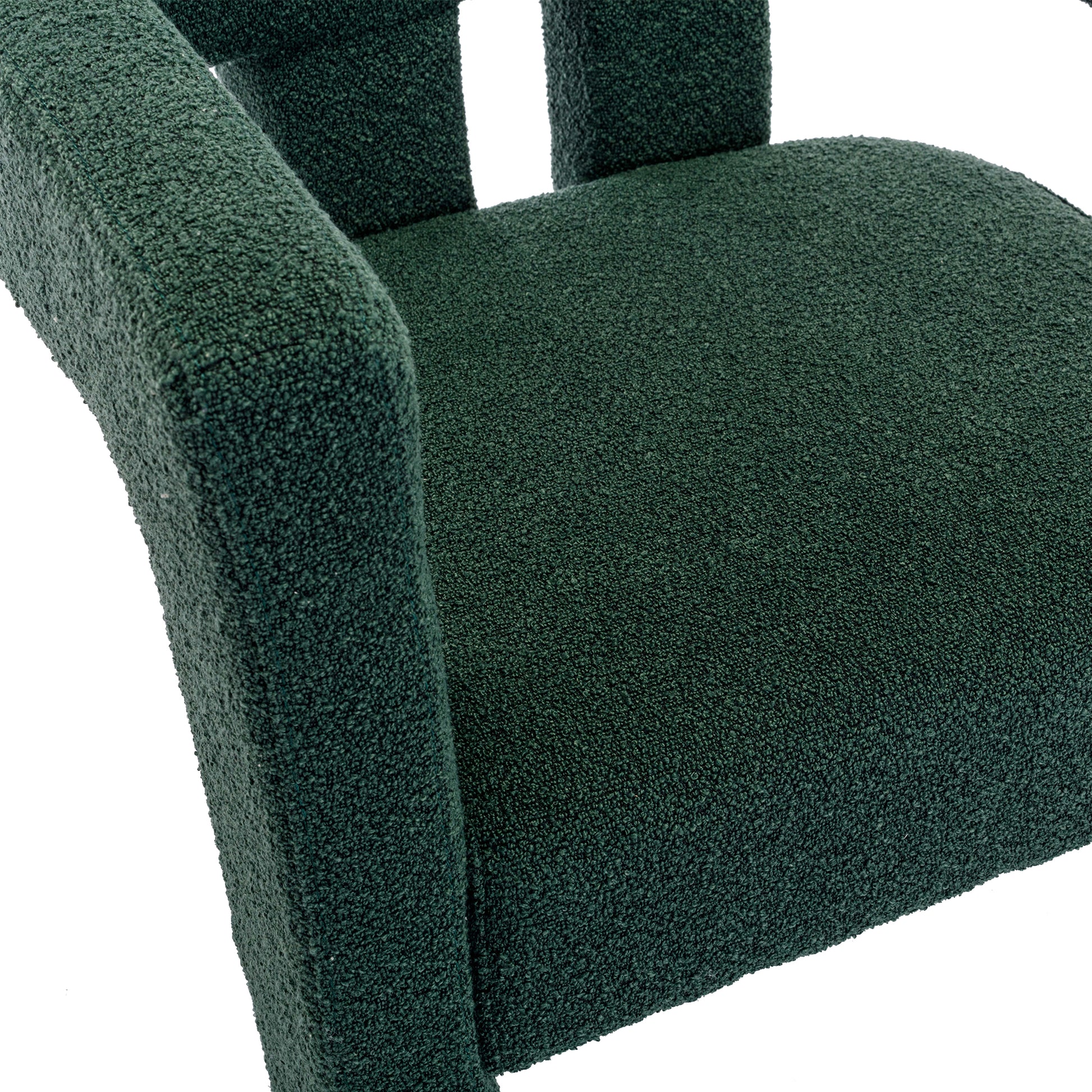 Coolmore Contemporary Designed Fabric Upholstered Accent Dining Chair Barrel Side Chairs Kitchen Armchair For Living Room 2Pc Set Emerald Boucle