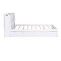 Queen Size Storage Platform Bed With Pull Out Shelves And Twin Xl Size Trundle, White White Solid Wood Mdf