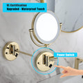 8 Inch LED Wall Mount Two Sided Magnifying Makeup gold-stainless steel