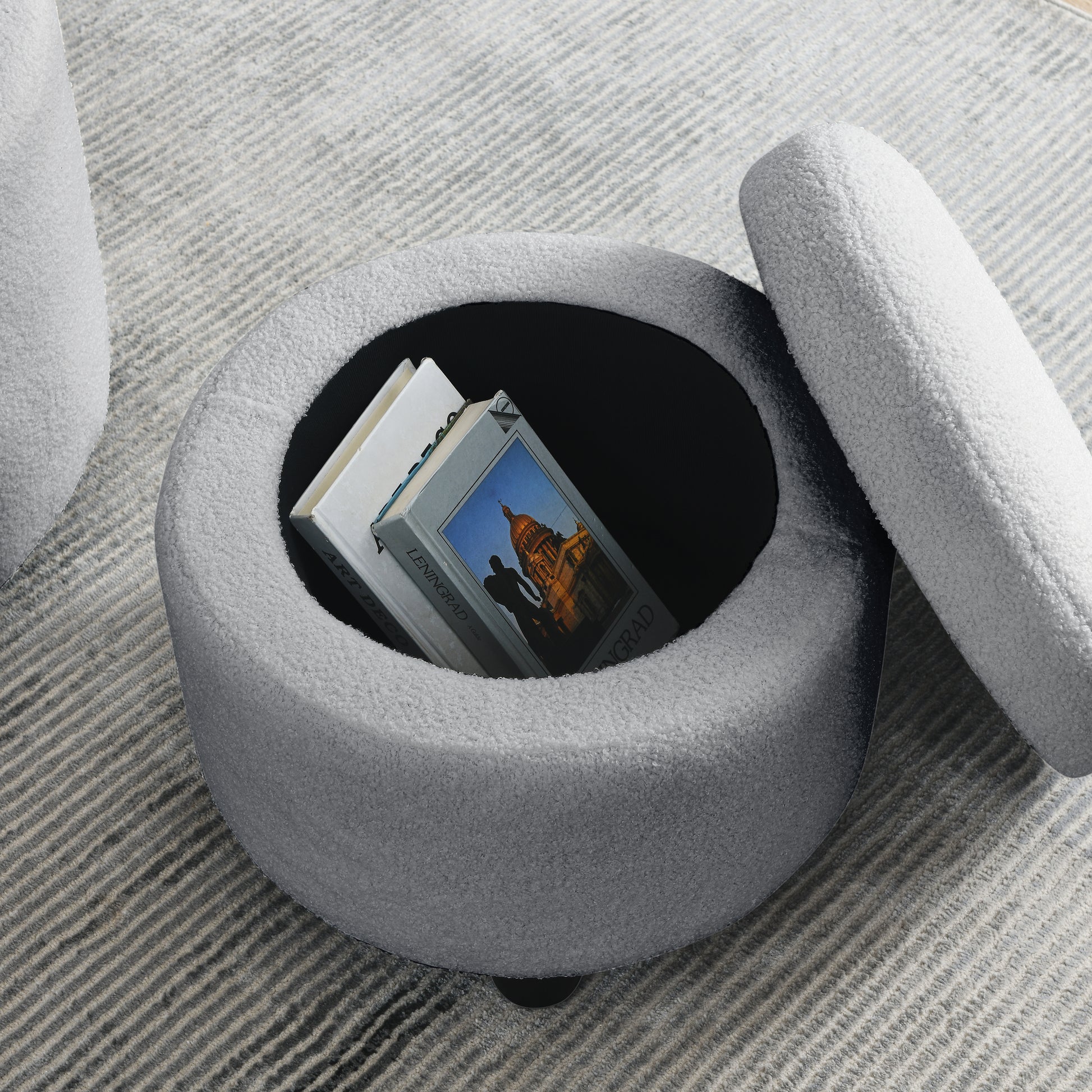 Video Welike Swivel Barrel Chair, Living Room Swivel Chair With Round Storage Chair, 360 Swivel Club Chair, Nursery, Bedroom, Office, Hotel With Upholstered Modern Armchair, Teddy Fabric Grey Teddy Foam Fabric