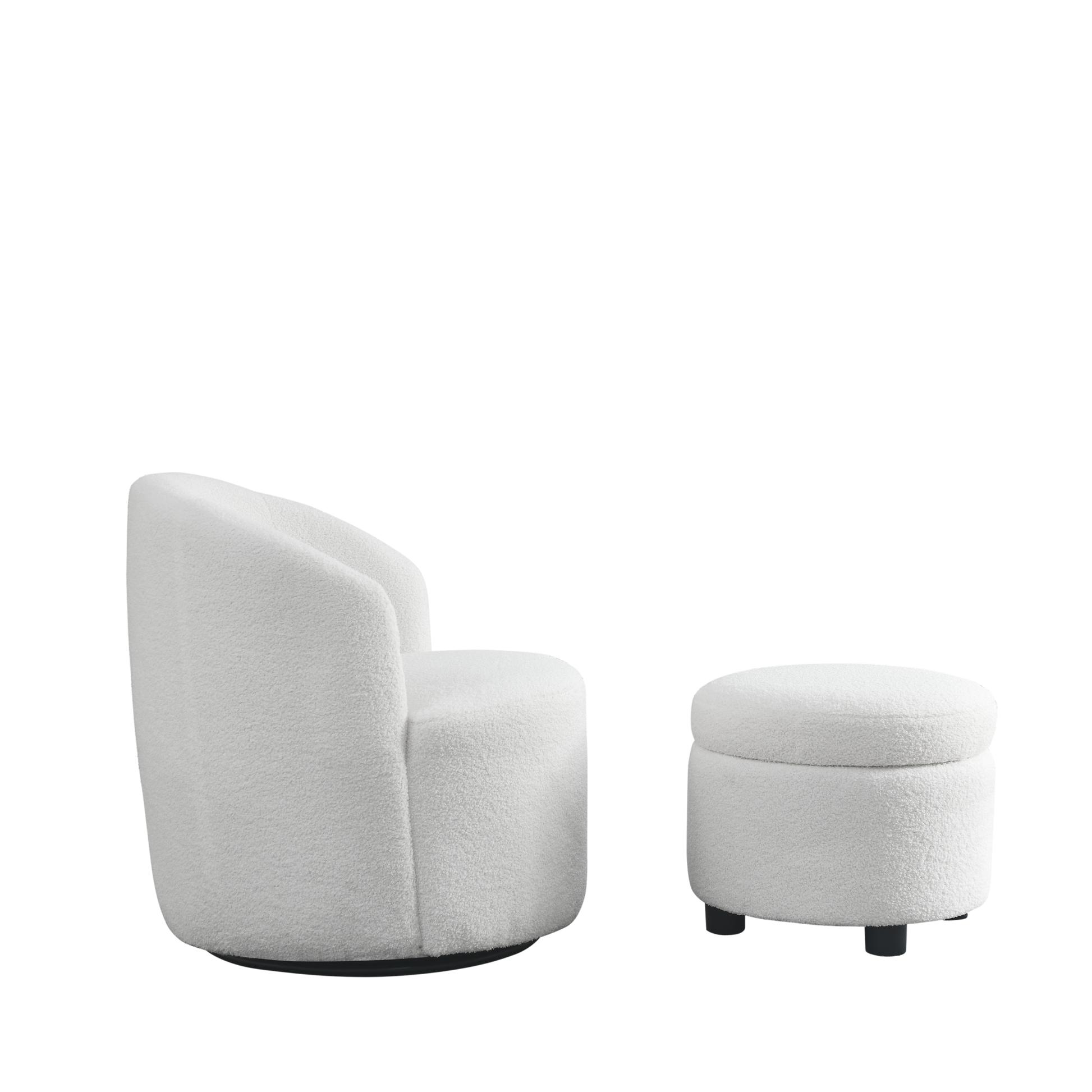 Video Welike Swivel Barrel Chair, Living Room Swivel Chair With Round Storage Chair, 360 Swivel Club Chair, Nursery, Bedroom, Office, Hotel With Upholstered Modern Armchair, Teddy Fabric White Teddy Foam Fabric