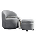 Video Welike Swivel Barrel Chair, Living Room Swivel Chair With Round Storage Chair, 360 Swivel Club Chair, Nursery, Bedroom, Office, Hotel With Upholstered Modern Armchair, Teddy Fabric Grey Teddy Foam Fabric