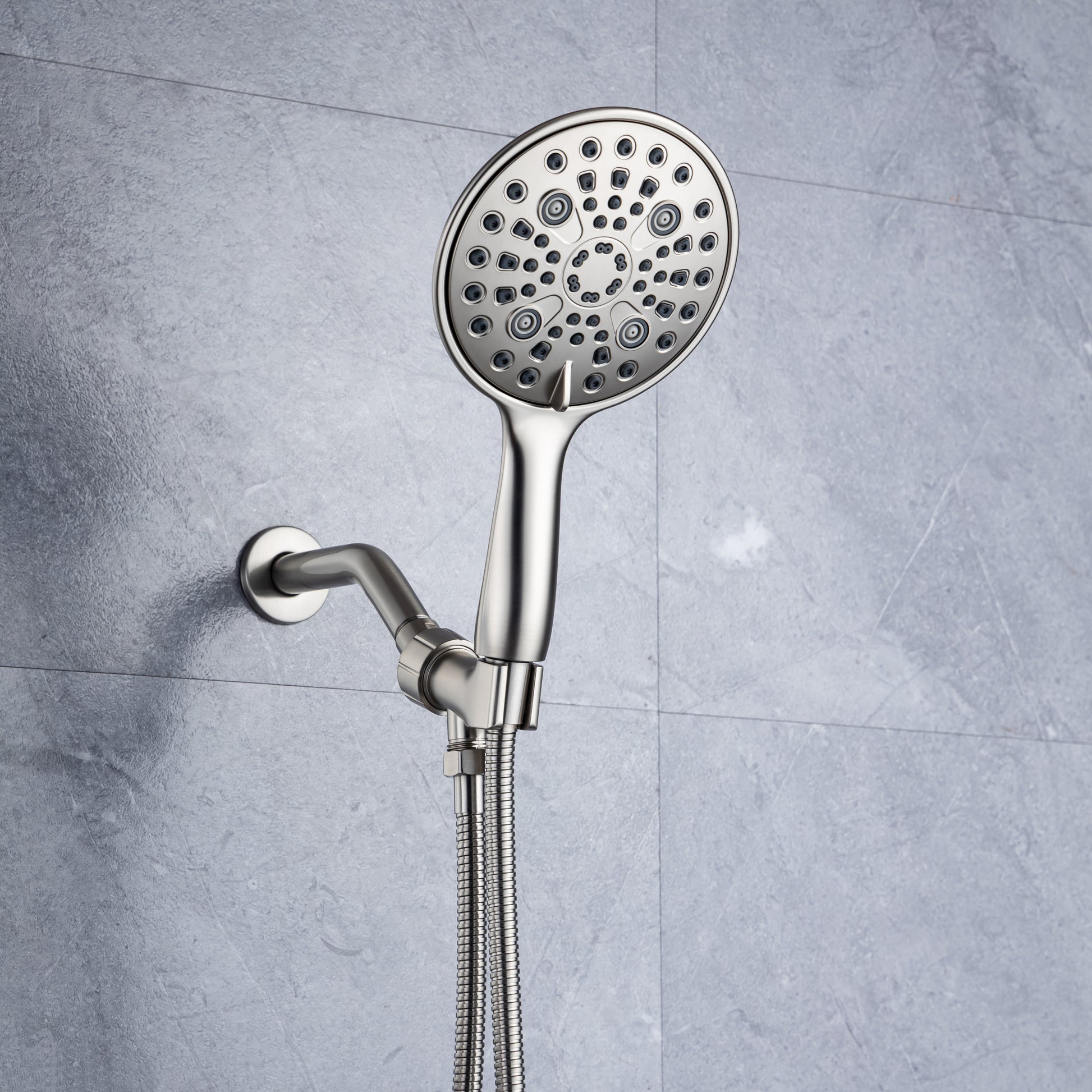 Cobbe 8 Functions Shower Head with handheld High brushed nickel-metal