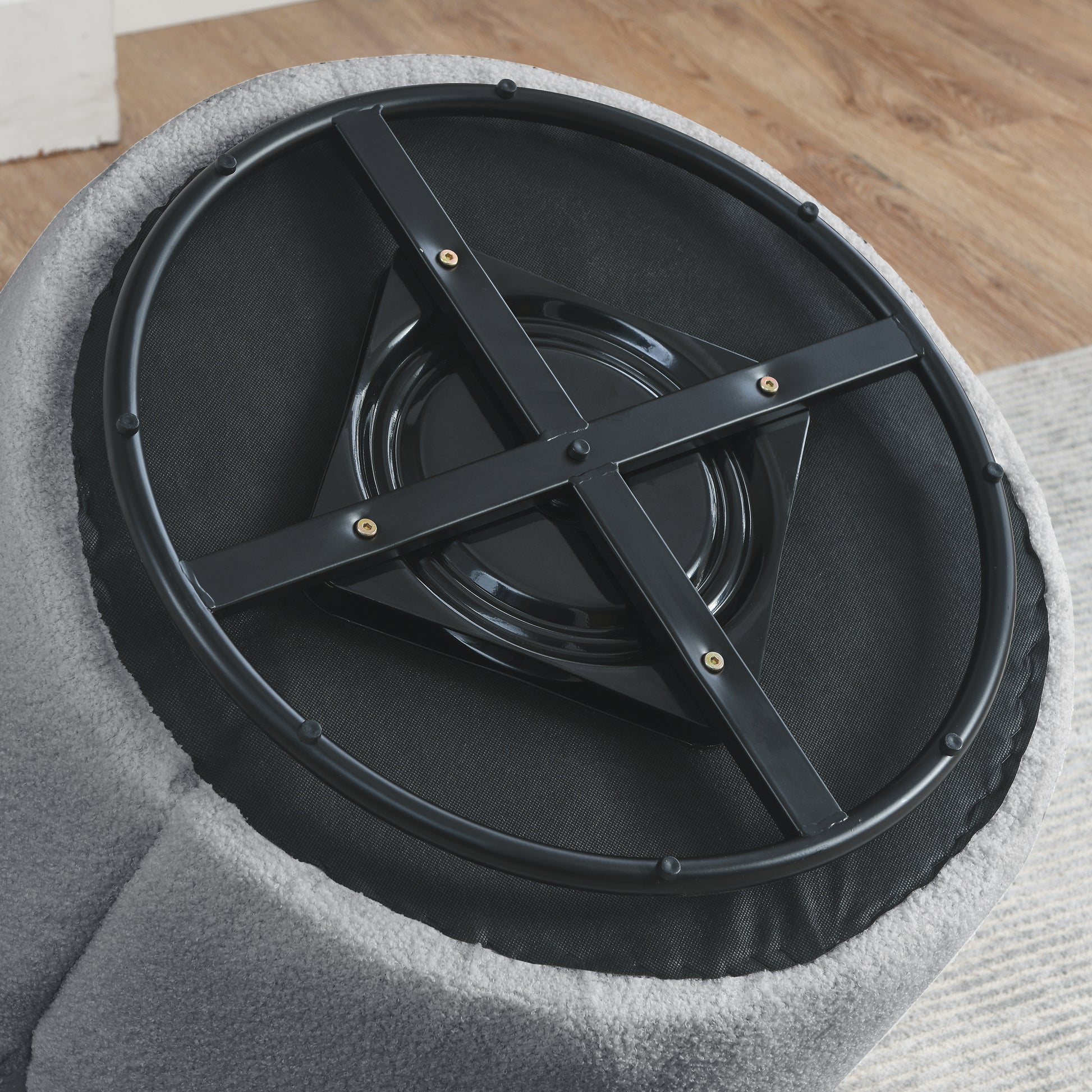 Video Welike Swivel Barrel Chair, Living Room Swivel Chair With Round Storage Chair, 360 Swivel Club Chair, Nursery, Bedroom, Office, Hotel With Upholstered Modern Armchair, Teddy Fabric Grey Teddy Foam Fabric