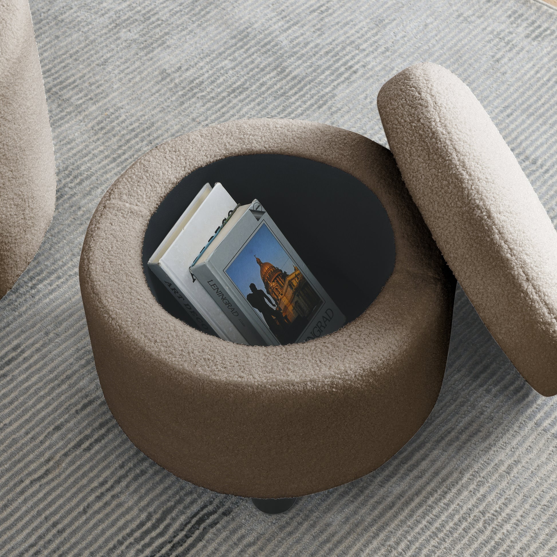 Video Welike Swivel Barrel Chair, Living Room Swivel Chair With Round Storage Chair, 360 Swivel Club Chair, Nursery, Bedroom, Office, Hotel With Upholstered Modern Armchair, Teddy Fabric Coffee Foam Fabric