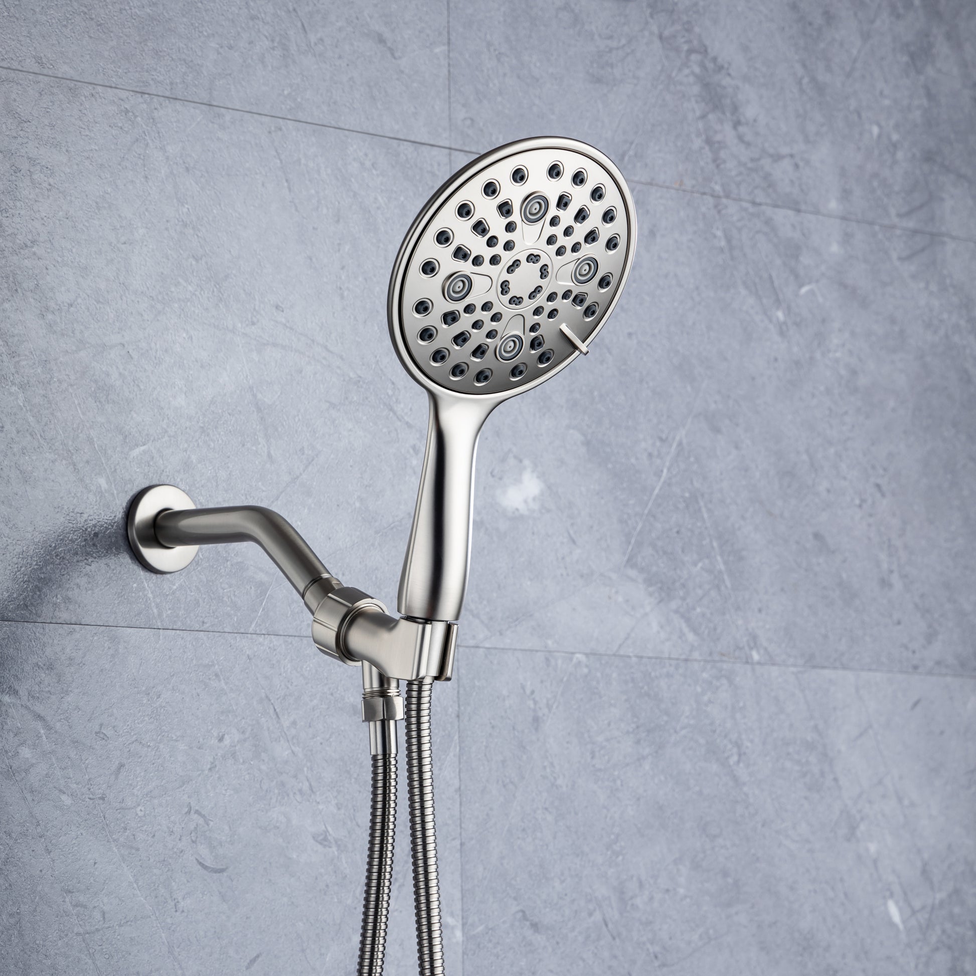 Cobbe 8 Functions Shower Head with handheld High brushed nickel-metal