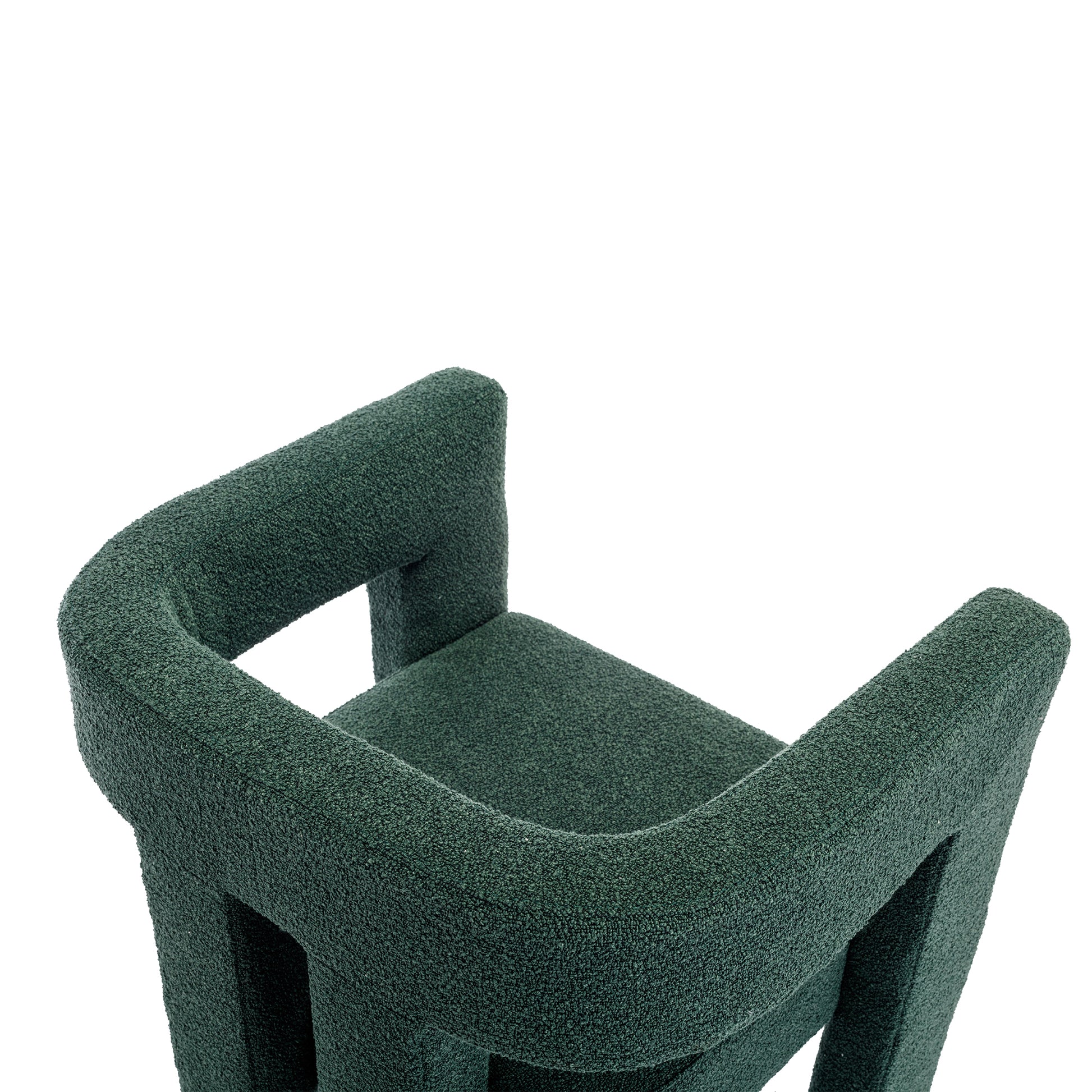 Coolmore Contemporary Designed Fabric Upholstered Accent Dining Chair Barrel Side Chairs Kitchen Armchair For Living Room 2Pc Set Emerald Boucle