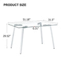 Glass Dining Table, Dining Chair Set, 4 White Dining Chairs And 1 Dining Table Table Measures 51