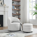 Video Welike Swivel Barrel Chair, Living Room Swivel Chair With Round Storage Chair, 360 Swivel Club Chair, Nursery, Bedroom, Office, Hotel With Upholstered Modern Armchair, Teddy Fabric White Teddy Foam Fabric