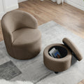 Video Welike Swivel Barrel Chair, Living Room Swivel Chair With Round Storage Chair, 360 Swivel Club Chair, Nursery, Bedroom, Office, Hotel With Upholstered Modern Armchair, Teddy Fabric Coffee Foam Fabric