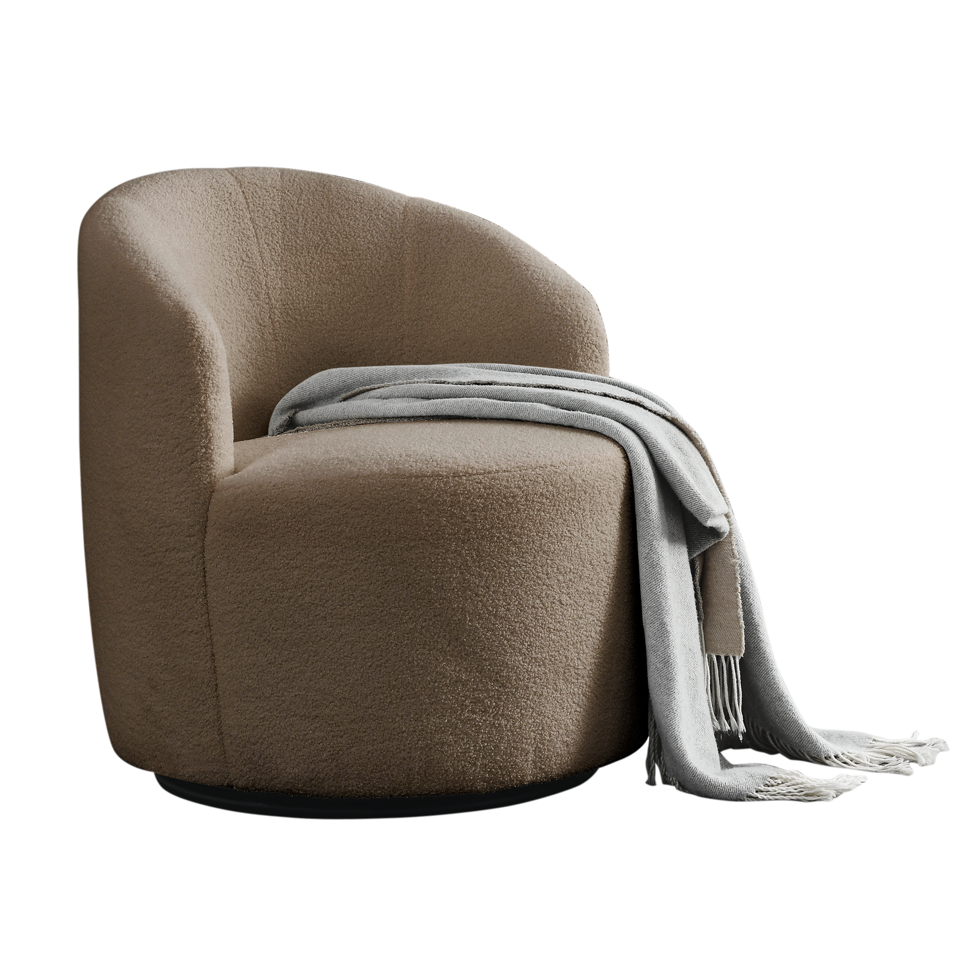 Video Welike Swivel Barrel Chair, Living Room Swivel Chair With Round Storage Chair, 360 Swivel Club Chair, Nursery, Bedroom, Office, Hotel With Upholstered Modern Armchair, Teddy Fabric Coffee Foam Fabric