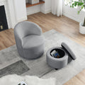 Video Welike Swivel Barrel Chair, Living Room Swivel Chair With Round Storage Chair, 360 Swivel Club Chair, Nursery, Bedroom, Office, Hotel With Upholstered Modern Armchair, Teddy Fabric Grey Teddy Foam Fabric