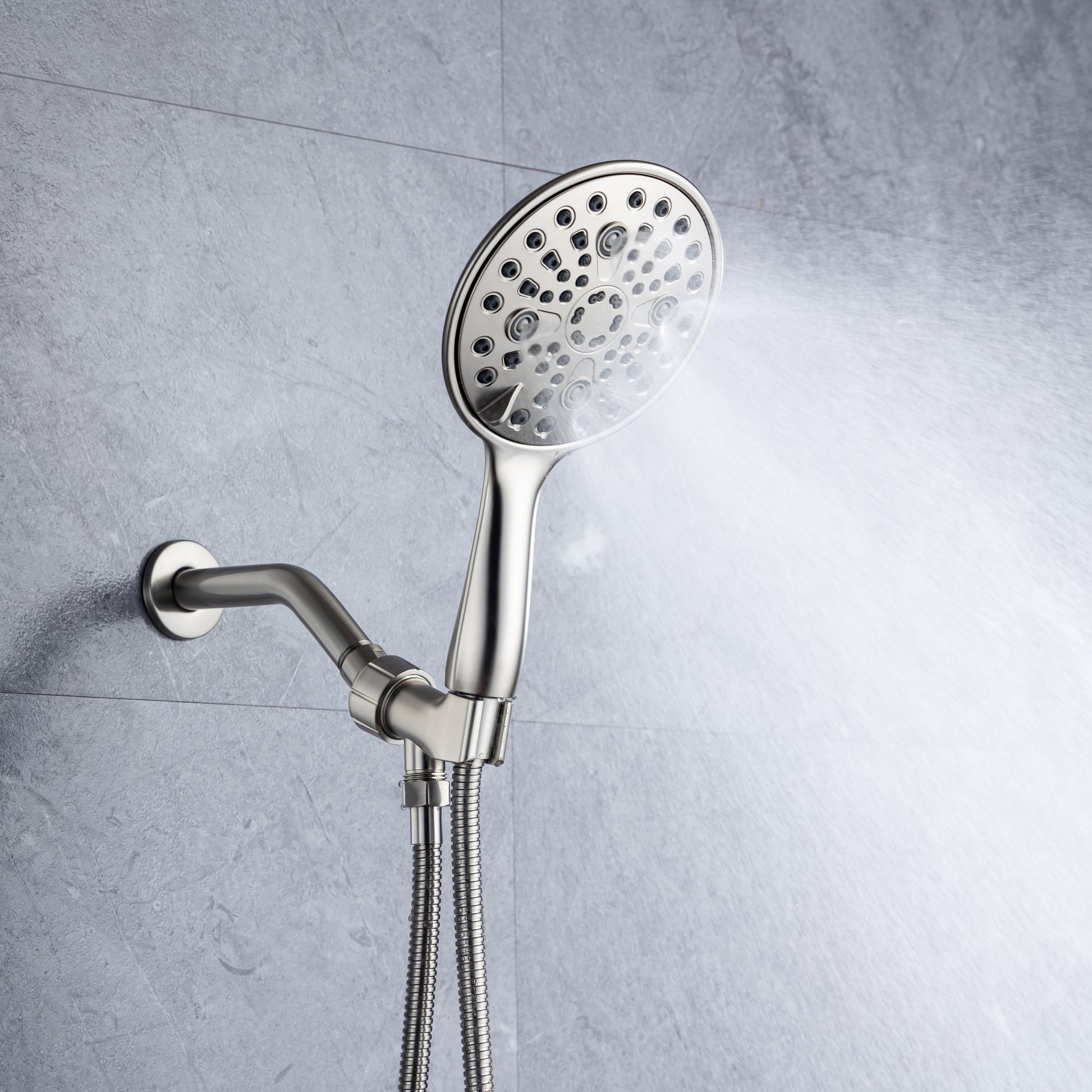 Cobbe 8 Functions Shower Head with handheld High brushed nickel-metal