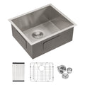 23 Inch Undermount Sink Single Bowl Stainless Steel Kitchen Sink 18 Gauge 9 Inch Deep Kitchen Sink Basin Brushed Nickel Stainless Steel