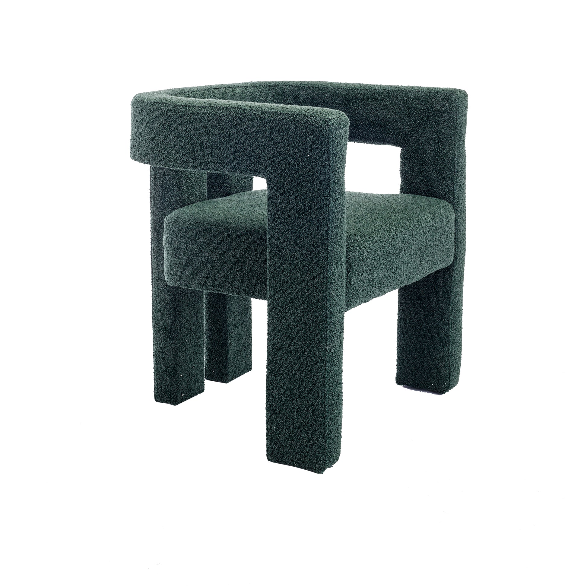 Coolmore Contemporary Designed Fabric Upholstered Accent Dining Chair Barrel Side Chairs Kitchen Armchair For Living Room 2Pc Set Emerald Boucle