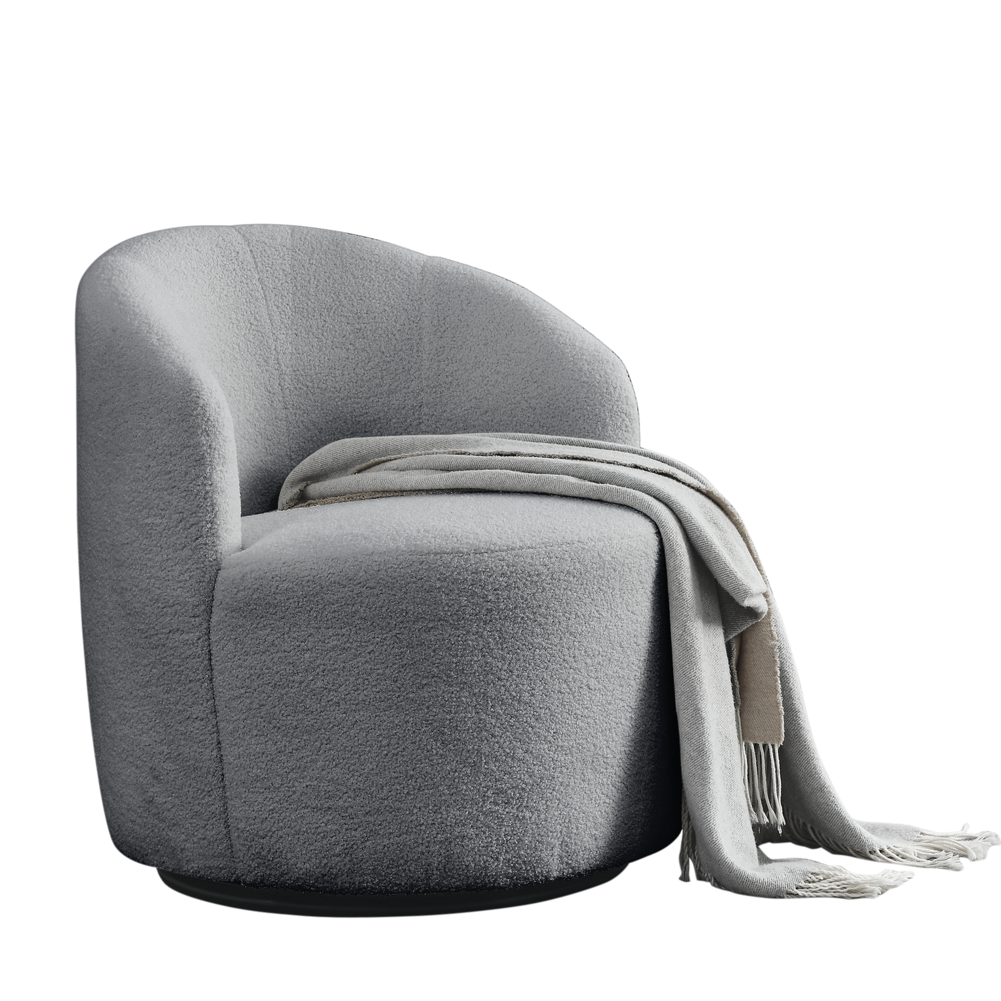 Video Welike Swivel Barrel Chair, Living Room Swivel Chair With Round Storage Chair, 360 Swivel Club Chair, Nursery, Bedroom, Office, Hotel With Upholstered Modern Armchair, Teddy Fabric Grey Teddy Foam Fabric