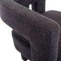 Coolmore Contemporary Designed Fabric Upholstered Accent Dining Chair Barrel Side Chairs Kitchen Armchair For Living Room 2Pc Set Carbon Black Boucle