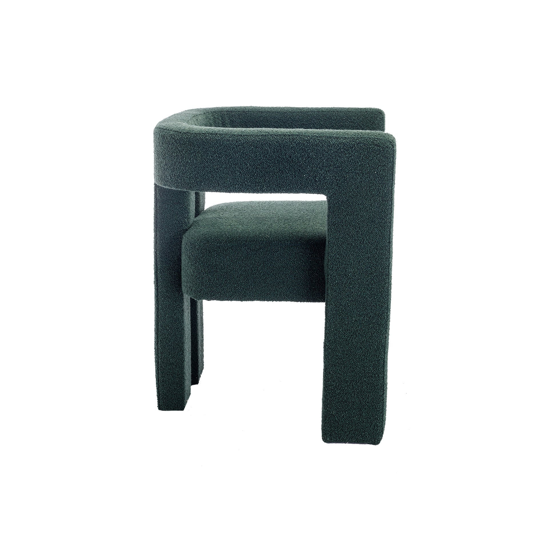 Coolmore Contemporary Designed Fabric Upholstered Accent Dining Chair Barrel Side Chairs Kitchen Armchair For Living Room 2Pc Set Emerald Boucle