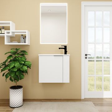 Bathroom Vanity With Sink 22 Inch For Small Bathroom,Floating Bathroom Vanity With Soft Close Door,Small Bathroom Vanity With Sink, 22X13 Kd Packing White 1 Soft Close Doors Bathroom Wall Mounted Modern Plywood Plywood