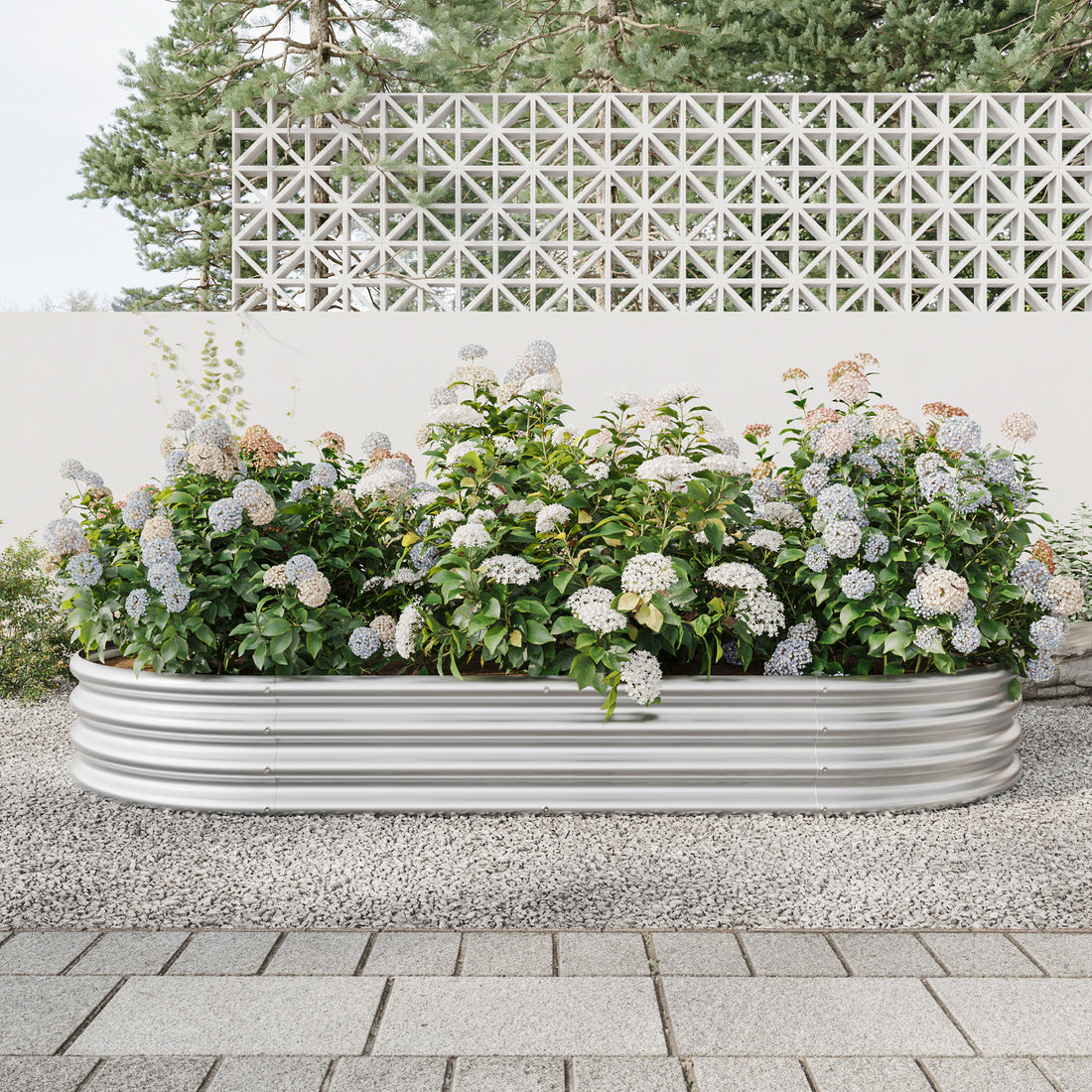 Raised Garden Bed Outdoor,Oval Large Metal Raised Planter Bed For For Plants, Vegetables, And Flowers Silver Silver Garden & Outdoor Metal