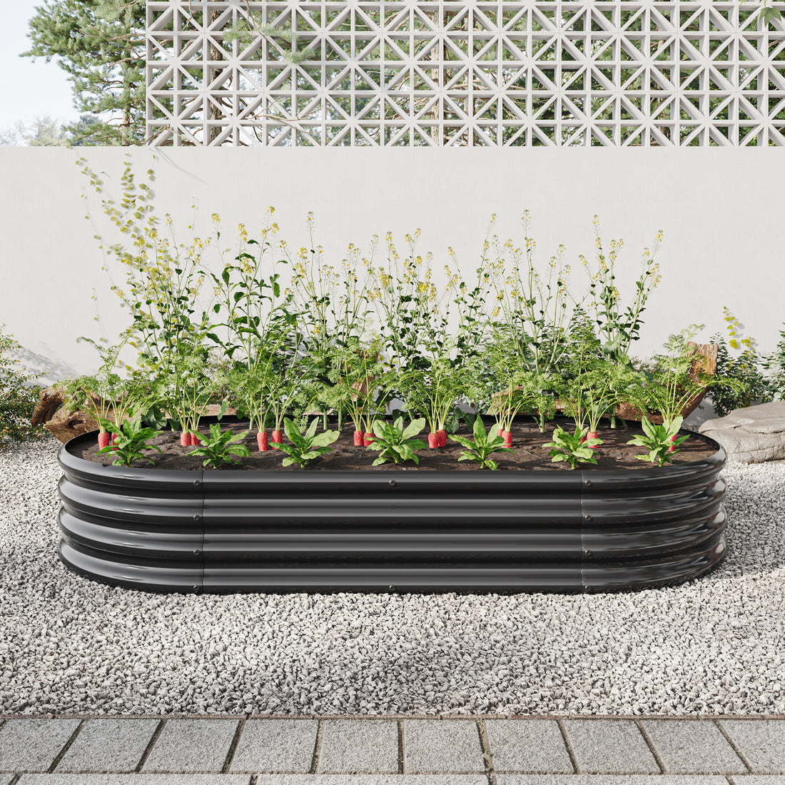 Raised Garden Bed Outdoor,Oval Large Metal Raised Planter Bed For For Plants, Vegetables, And Flowers Black Black Metal