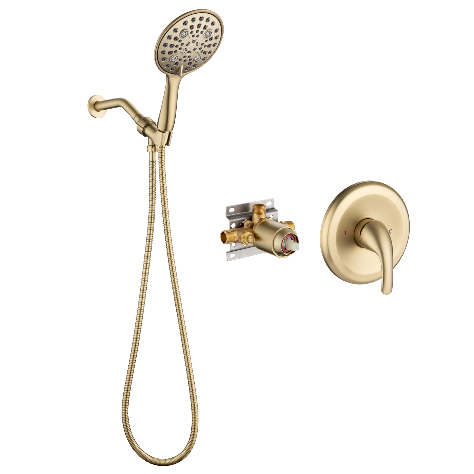 6 In. Detachable Handheld Shower Head Shower Faucet brushed gold-brass