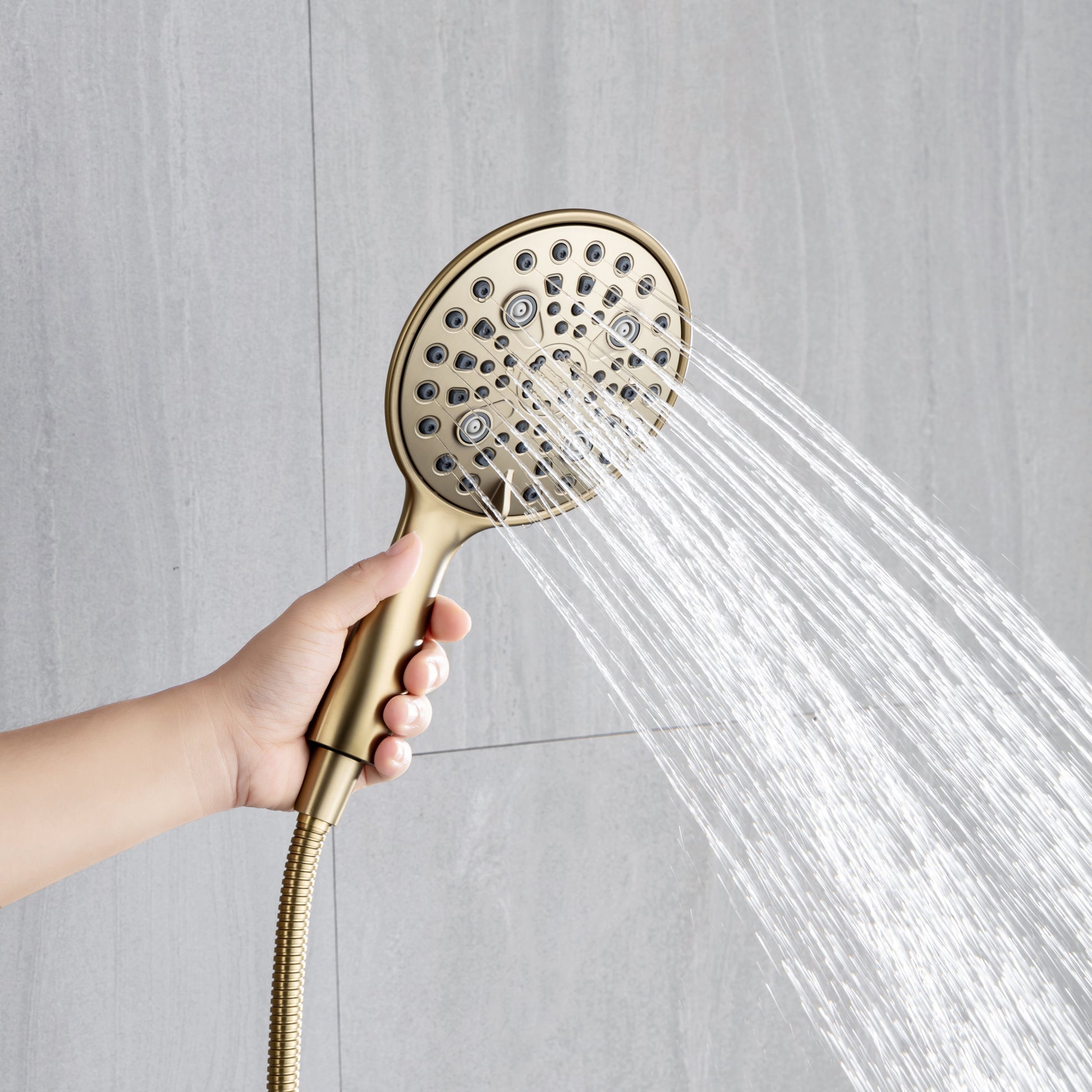 6 In. Detachable Handheld Shower Head Shower Faucet brushed gold-brass