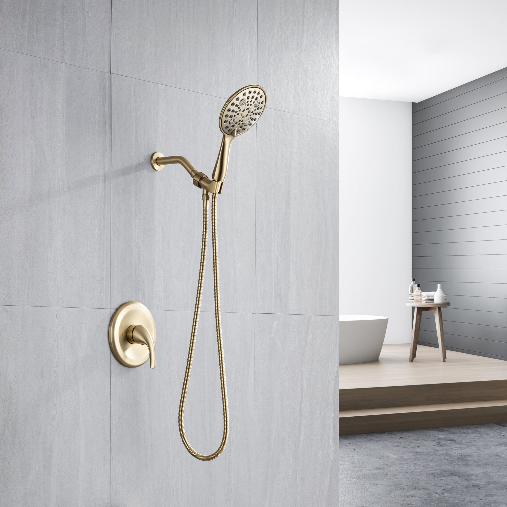 6 In. Detachable Handheld Shower Head Shower Faucet brushed gold-brass