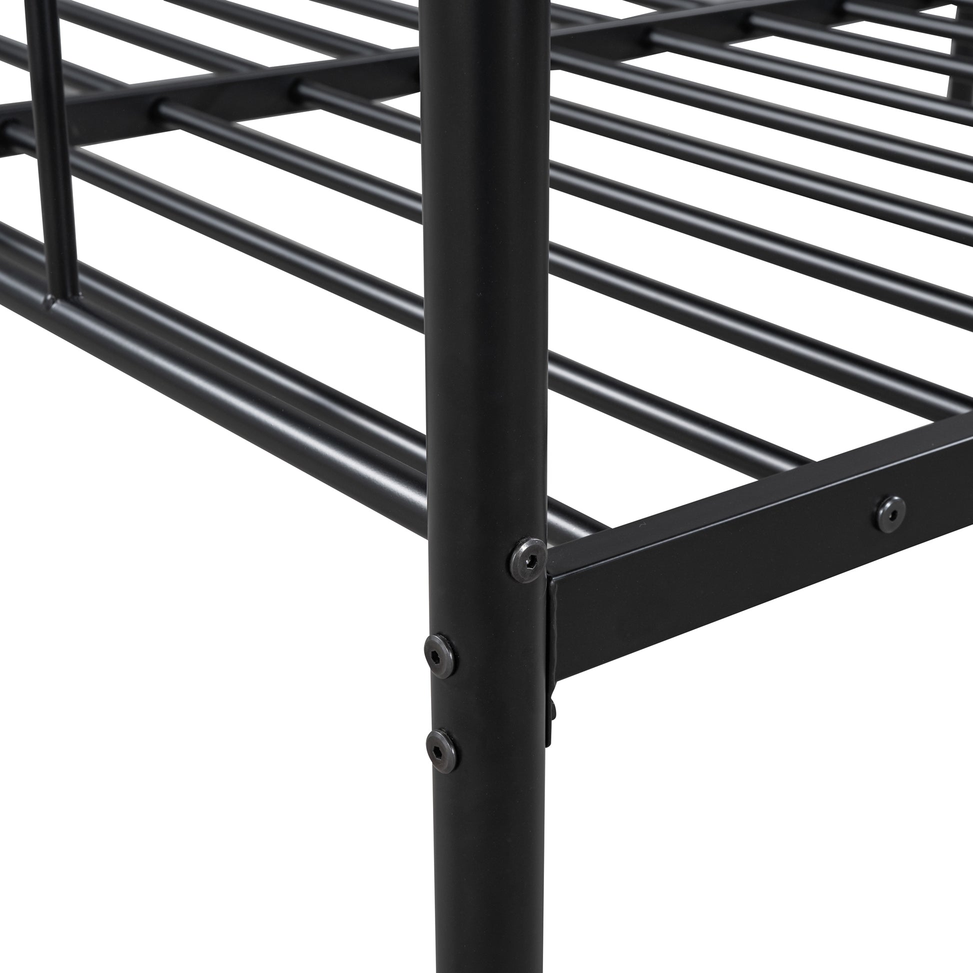 Full Size Metal Daybed With Twin Size Adjustable Trundle, Portable Folding Trundle, Black Old Sku:Mf293736Aab Black Steel