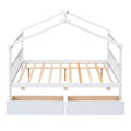 Full Size Wooden House Bed With Drawers, White White Solid Wood Mdf