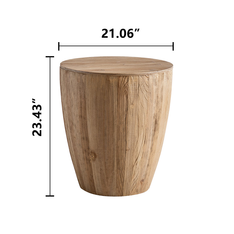 21.06"Vintage Style Bucket Shaped Coffee Table For Office, Dining Room And Living Room Natural Solid Wood Mdf