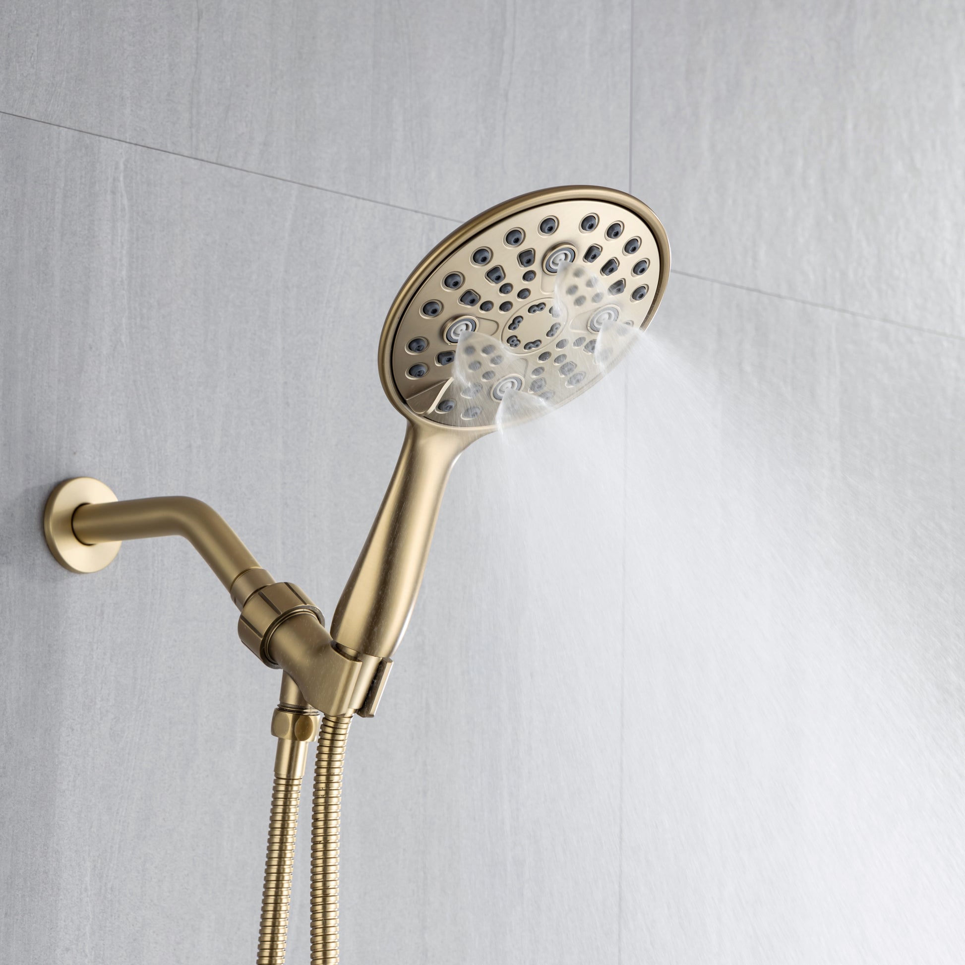 6 In. Detachable Handheld Shower Head Shower Faucet brushed gold-brass