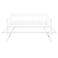 Full Size Metal Daybed With Twin Size Adjustable Trundle, Portable Folding Trundle, White Old Sku:Mf293736Aak White Steel