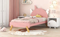 Wooden Cute Bed With Unicorn Shape Headboard,Twin Size Platform Bed,Pink Pink Solid Wood