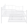 Full Size Metal Daybed With Twin Size Adjustable Trundle, Portable Folding Trundle, White Old Sku:Mf293736Aak White Steel