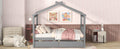 Full Size Wooden House Bed With Drawers, Gray Gray Solid Wood Mdf